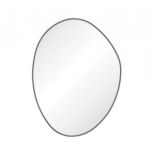 Pebble Matte Black Asymmetrical Framed Mirror, 700 x 920mm